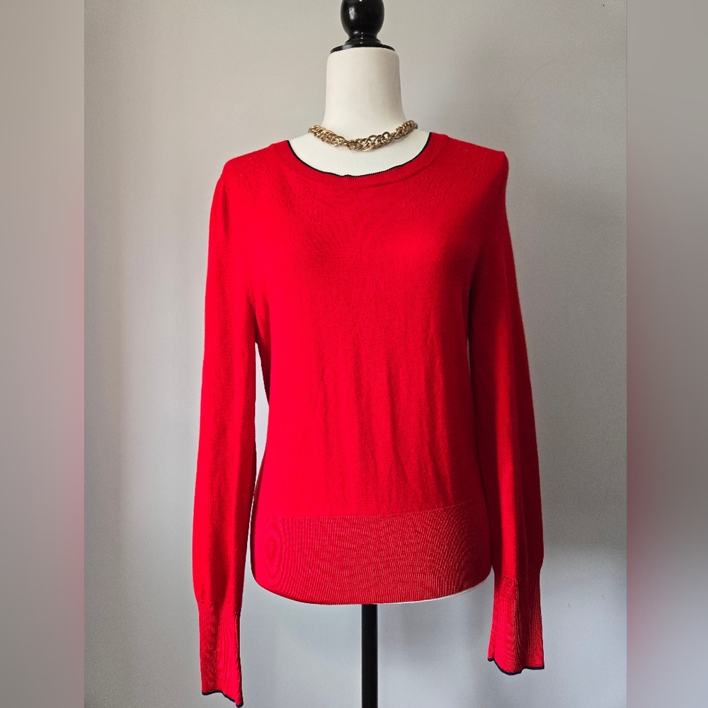 Rag & Bone Merino Wool Blend Lightweight Red Long Sleeve Sweater. Size L